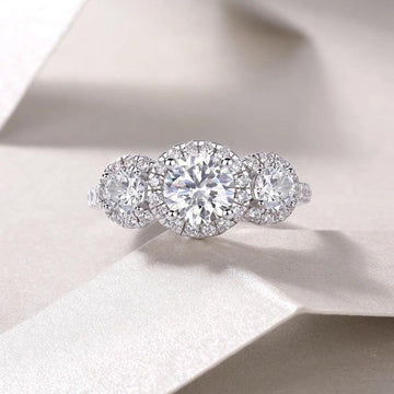 3EX VVS1 D Colour Sparkling Round Cut 1CT Real Moissanite Diamonds Engagement Rings - 925 Sterling Silver Jewellery